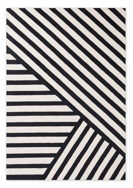 Čierno-biely ručne tkaný vlnený koberec 120x180 cm Stryve Noir – Elle Decoration