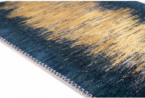 Žltý/tmavomodrý prateľný koberec 50x80 cm Goldie – Vitaus