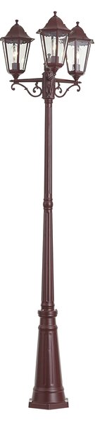 Klasická vonkajšia lampa tmavočervená 220 cm 3-svetlá IP44 - Havana