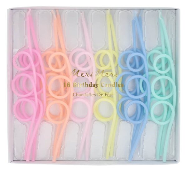 Tortové sviečky Pastel loopy – 16 ks