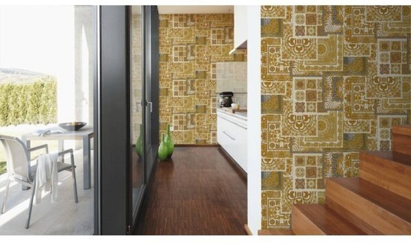 A.S. Création | Vliesová tapeta na stenu Versace 37048-4 | 0,70 x 10,05 m | biela, krémová, zlatá, šedá, čierna, hnedá