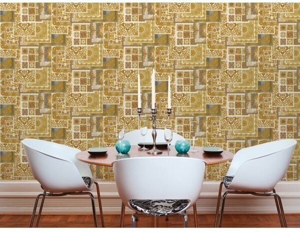 A.S. Création | Vliesová tapeta na stenu Versace 37048-4 | 0,70 x 10,05 m | biela, krémová, zlatá, šedá, čierna, hnedá