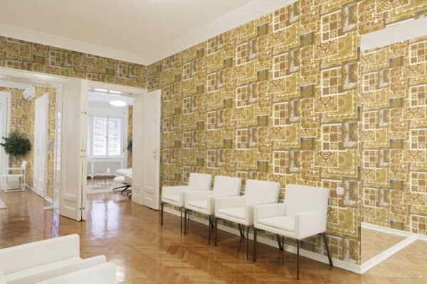 A.S. Création | Vliesová tapeta na stenu Versace 37048-4 | 0,70 x 10,05 m | biela, krémová, zlatá, šedá, čierna, hnedá