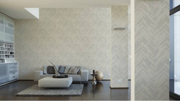 A.S. Création | Vliesová tapeta na stenu Versace 37051-1 | 0,70 x 10,05 m | krémová, biela, metalická