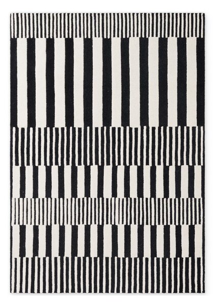 Čierno-biely ručne tkaný vlnený koberec 120x180 cm Stryve Pulse – Elle Decoration