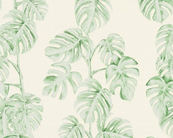 A.S. Création | Vliesová tapeta na stenu Greenery 37281-3 | 0,53 x 10,05 m | zelená, biela