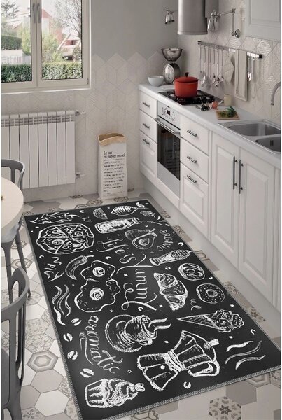 Čierny prateľný koberec 50x80 cm Life Is Yummy – Vitaus