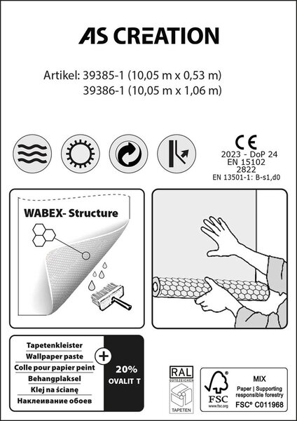 A.S. Création | THERMO pretierateľná vliesová tapeta na stenu Meistervlies 7 Create 39386-1 | 10,05 m x 1,06 m | biela pretierateľná, biela, šedá