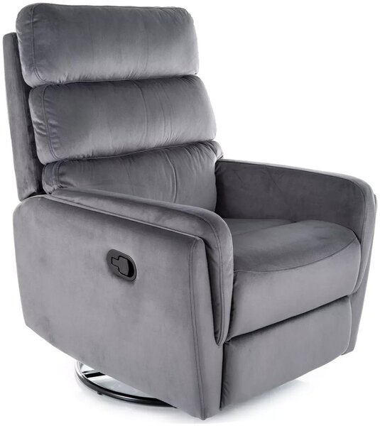 ARGOS VELVET sivé relaxačné polohovacie kreslo