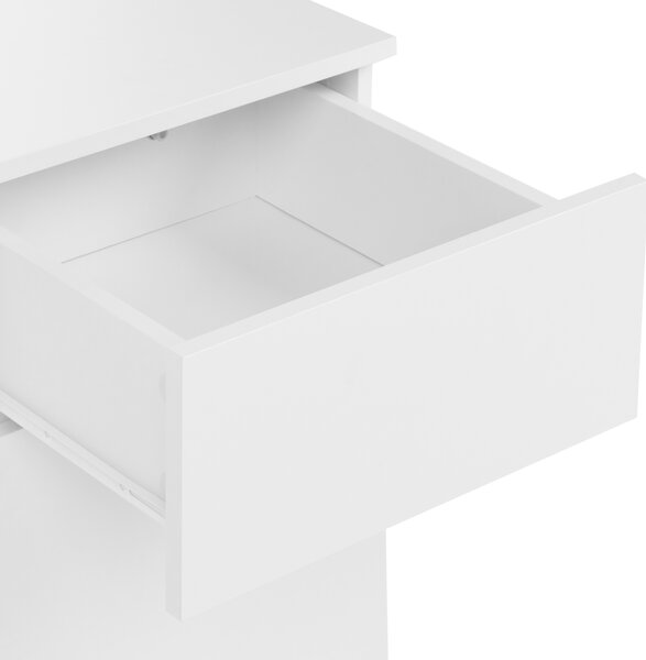 Písací stôl biely MDF 120 x 60 cm oceľový rám so zásuvkou a skrinkou moderný minimalistický štýl pracovňa