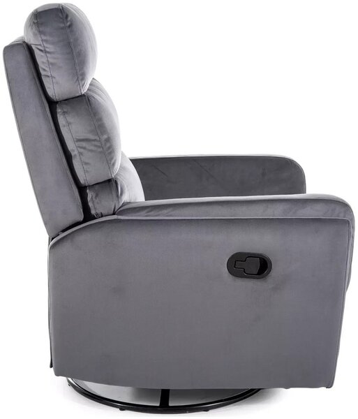 ARGOS VELVET sivé relaxačné polohovacie kreslo