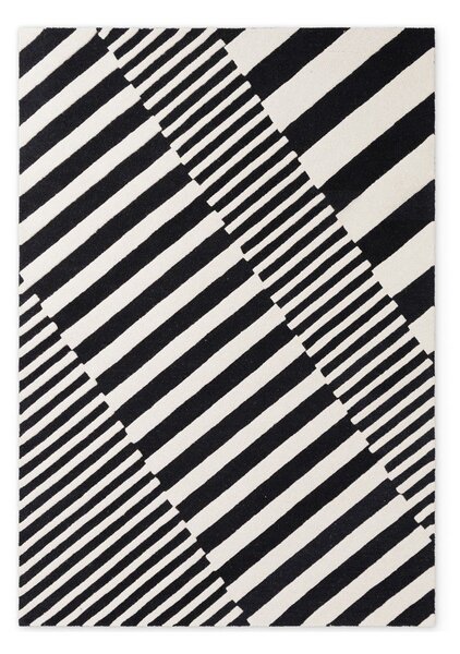 Čierno-biely ručne tkaný vlnený koberec 120x180 cm Stryve Flux – Elle Decoration
