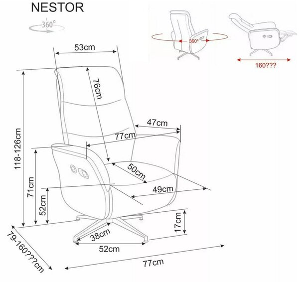 NESTOR RAVEN béžové relaxačné polohovacie kreslo
