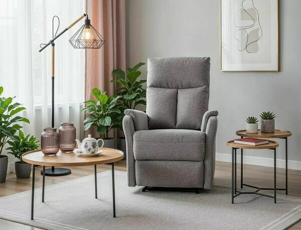 ATLAS RAVEN sivé relaxačné polohovacie kreslo