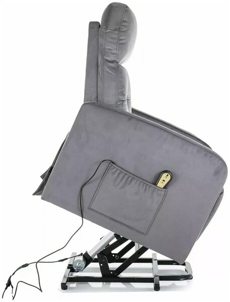 OTUS VELVET II sivé relaxačné polohovacie kreslo