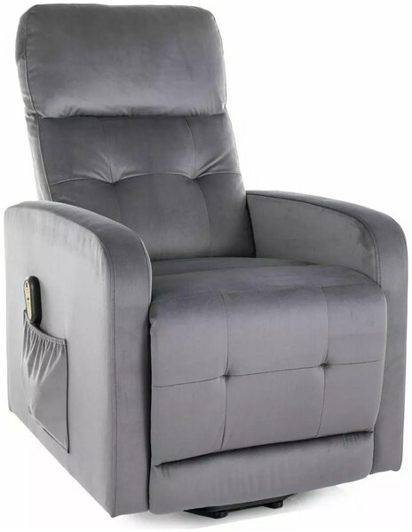 OTUS VELVET II sivé relaxačné polohovacie kreslo