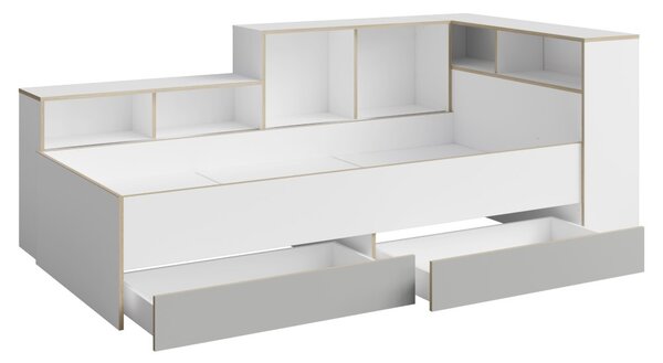 Jednolôžková posteľ s roštom a úložným priestorom Pinio 90x200 cm - biela / sivá