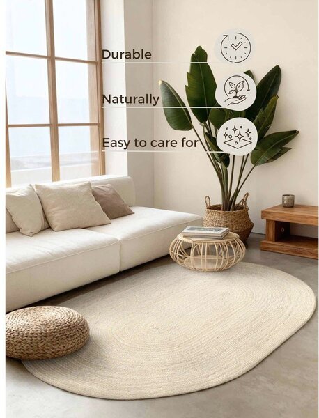 Krémovobiely obojstranný/ručne tkaný jutový koberec 160x230 cm Braided – Hanse Home