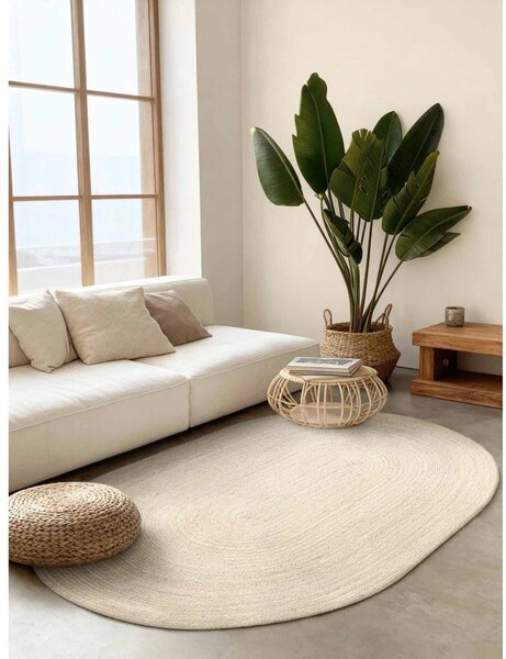 Krémovobiely obojstranný/ručne tkaný jutový koberec 160x230 cm Braided – Hanse Home