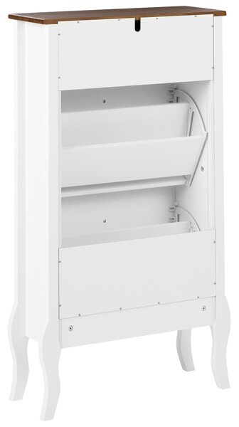 Skrinka na topánky biela MDF úložný priestor vrchná doska z kaučukového dreva moderný francúzsky shabby chic štýl obývacia izba
