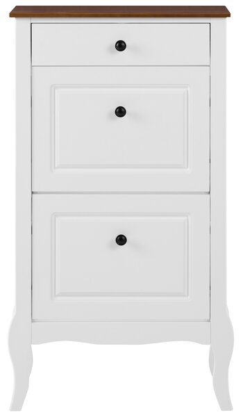 Skrinka na topánky biela MDF úložný priestor vrchná doska z kaučukového dreva moderný francúzsky shabby chic štýl obývacia izba
