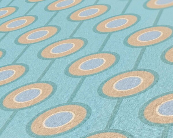 A.S. Création | Vliesová tapeta na stenu Retro Chic 39537-4 | 0,53 x 8,5 m | modrá, tyrkysová, zelená, krémová, viacfarebná