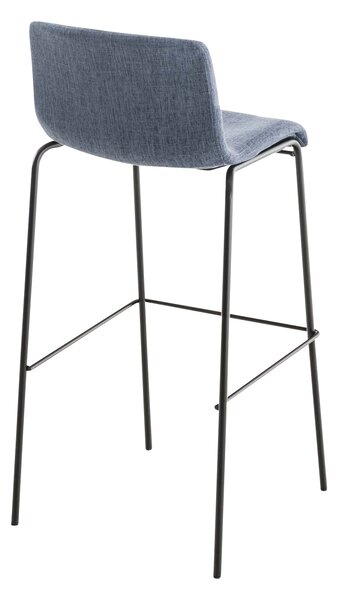 Barová stolička Hoover - látka, kovové nohy čierne - Modrá