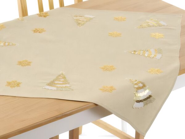 Vianočný vyšívaný obrus Golden tree TiaHome - 40x85 cm