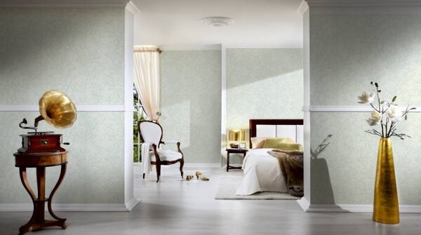 A.S. Création | Vliesová tapeta na stenu Versace 34497-3 | 0,70 x 10,05 m | metalická, zelená