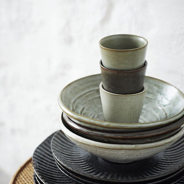 Kameninová šálka Grey Stoneware 100 ml C - off-white