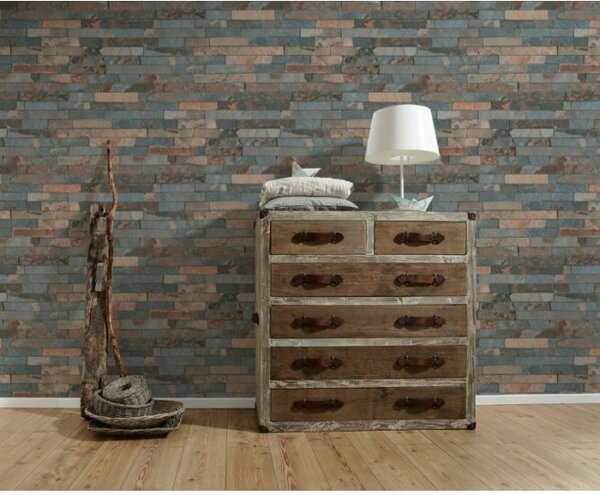 A.S. Création | Vliesová tapeta na stenu Best of Wood & Stone 35582-3 | 0,53 x 10,05 m | čierna, hnedá, šedá