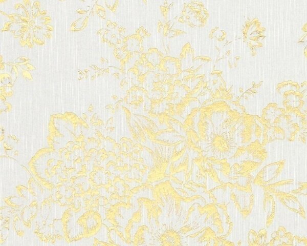 A.S. Création | Vliesová tapeta na stenu Metallic Silk 30657-1 | 0,53 x 10,05 m | biela, zlatá