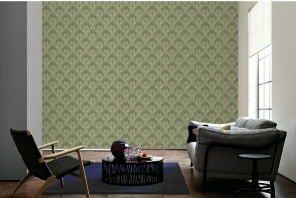 A.S. Création | Vliesová tapeta na stenu Tessuto 95630-4 | 0,53 x 10,05 m | zelená