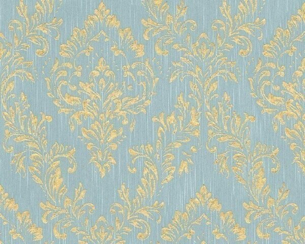 A.S. Création | Vliesová tapeta na stenu Metallic Silk 30659-5 | 0,53 x 10,05 m | modrá, zlatá