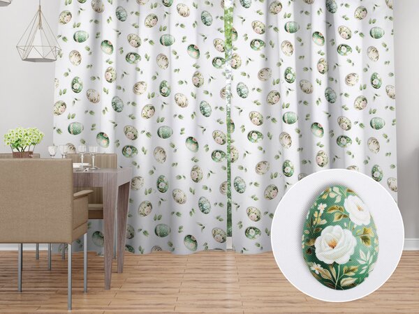 Biante Dekoračný záves TF-136 Zelené kvetované kraslice na bielom 140x140 cm