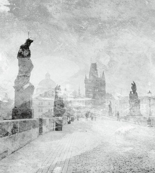 DIMEX | Vliesová fototapeta na stenu Abstrakt Karlov most II. MS-3-0372 | 225 x 250 cm | šedá