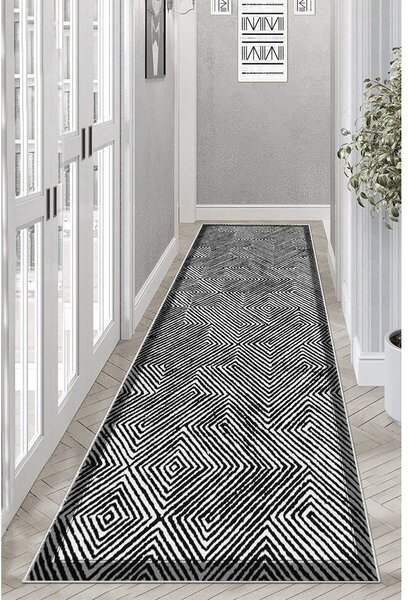 Čierno-biely prateľný behúň 80x200 cm Rimio – Vitaus