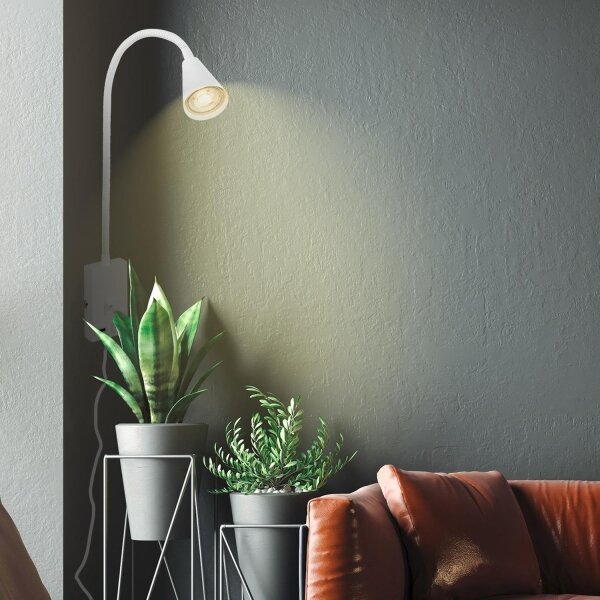 Briloner 2175-016 - Flexibilná nástenná lampa s USB portom 1xGU10/10W/230V biela