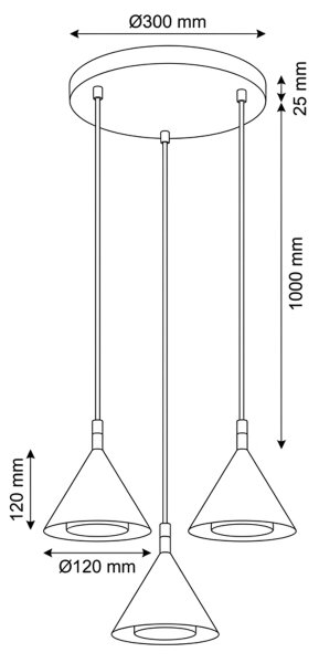BRILAGI - Luster na lankách CONE TRIPLE ROUND 3xGX53/15W/230V béžová
