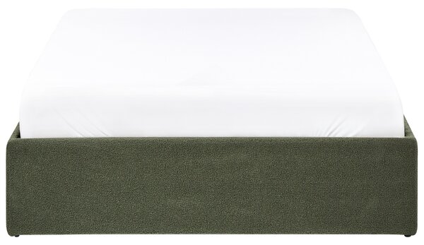 Posteľ s úložným priestorom tmavozelená buklé 120 x 200 cm čalúnený rám postele s roštom moderný dizajn