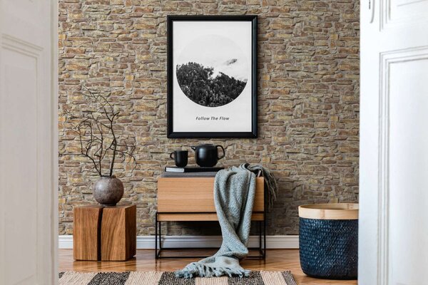 A.S. Création | Vliesová tapeta na stenu Elements 38815-1 | 0,53 x 10,05 m | šedá, béžová, žltá