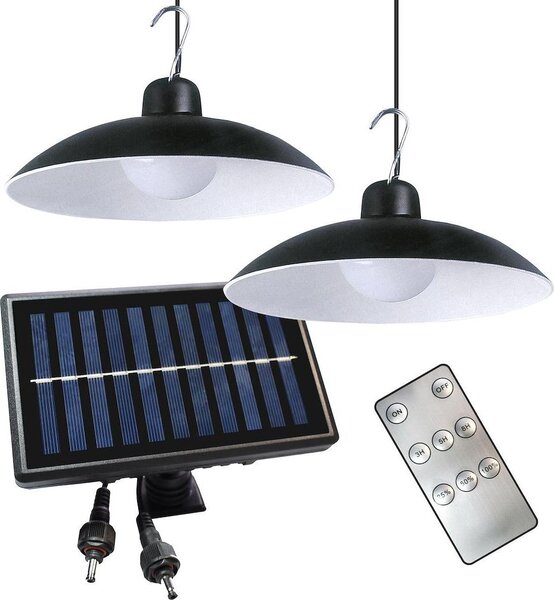 Solárna lampa Saturn Double Eko-Light čierna IP45 12W 4000K s diaľkovým ovládaním