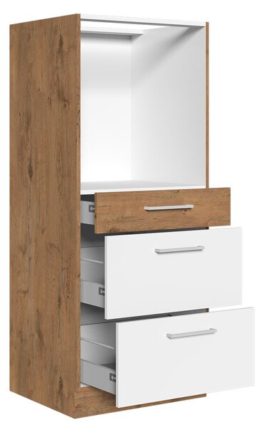 Mirjan24 Kuchynská skrinka pod rúru so zásuvkami Woodline 60 DPS-145 3S BB, Farby: dub lancelot / matera 5902928945775
