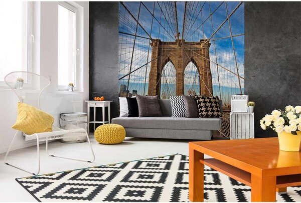 DIMEX | Vliesová fototapeta na stenu Brooklynský most MS-3-0005 | 225 x 250 cm | modrá, biela, hnedá