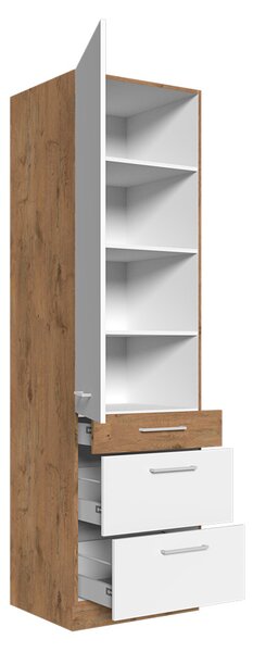 Mirjan24 Kuchynská skrinka so zásuvkami Woodline 60 DKS-210 3S 1F, Farby: dub lancelot / biely lesk 5902928821192