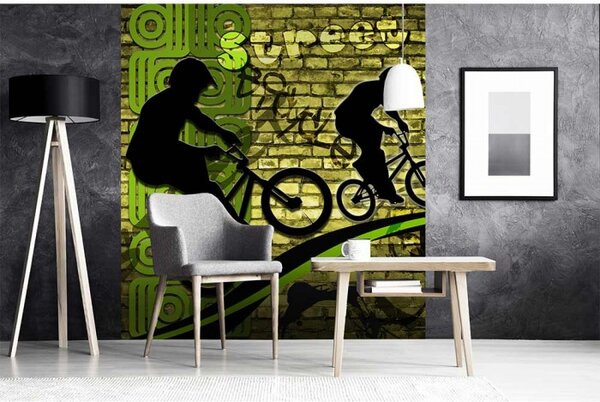 DIMEX | Vliesová fototapeta na stenu Zelené koleso MS-3-0328 | 225 x 250 cm | zelená, čierna