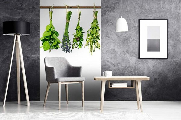 DIMEX | Vliesové fototapety na stenu Bylinky MS-2-0240 | 150 x 250 cm | biela, zelená, hnedá