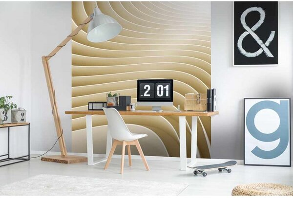 DIMEX | Vliesová fototapeta na stenu 3D vlny MS-3-0296 | 225 x 250 cm | zlata