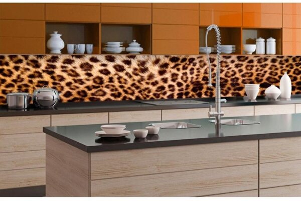 DIMEX | Fototapeta do kuchyne Leopardia koža KI-350-069 | 350 x 60 cm | béžová, čierna, hnedá