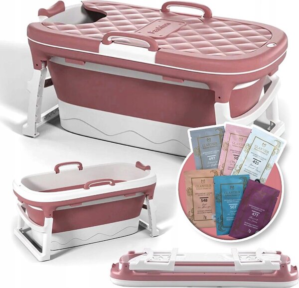 Ružová silikónová skladacia vaňa Prenosná vaňa Home SPA 110 cm